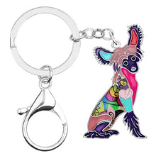 Load image into Gallery viewer, Beautiful Chinese Crested Love Enamel Keychains-Accessories-Accessories, Chinese Crested, Dogs, Keychain-Purple-Pink-4