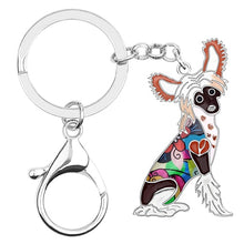 Load image into Gallery viewer, Beautiful Chinese Crested Love Enamel Keychains-Accessories-Accessories, Chinese Crested, Dogs, Keychain-White-Black-Brown-2