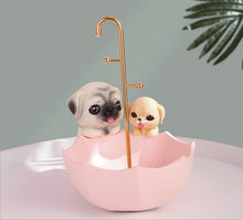 Load image into Gallery viewer, Pug and Labrador Upside Down Umbrella Tabletop Organiser-Home Decor-Dogs, Home Decor, Labrador, Pug, Statue-Pink-2
