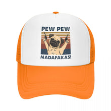 Load image into Gallery viewer, Image of a pew pew pug baseball cap in the color orange