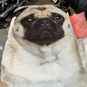 An image of a beautiful Pug blanket in 3D Pug design