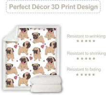 Load image into Gallery viewer, Pug Love Soft Warm Fleece Blanket-Blankets-Blankets, Dogs, Home Decor, Pug-5