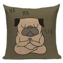 Load image into Gallery viewer, Image of namaste pug cushion cover