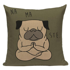 Image of namaste pug cushion cover