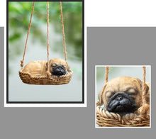 Load image into Gallery viewer, Close image of a super cute sleeping and hanging Pug garden statue