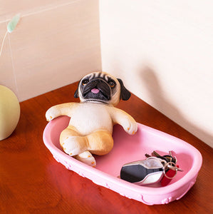 Pug in a Tub Multipurpose Organiser or Soap Dish-Home Decor-Bathroom Decor, Dogs, Home Decor, Pug-Pink-2