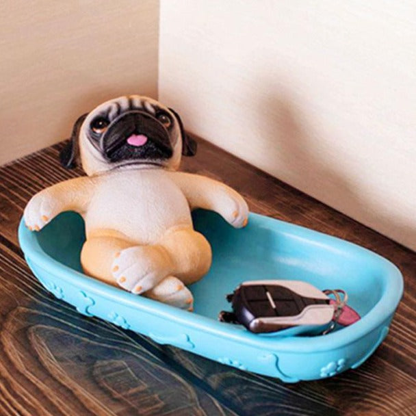 Pug in a Tub Multipurpose Organiser or Soap Dish-Home Decor-Bathroom Decor, Dogs, Home Decor, Pug-Blue-1