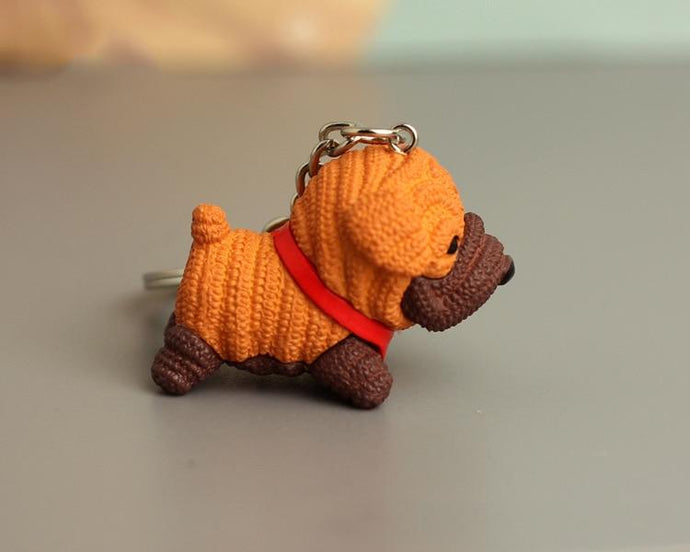 Image of a small and adorable Pug keychain