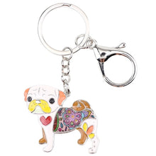 Load image into Gallery viewer, Image of a enamel Pug keychain in the color peach