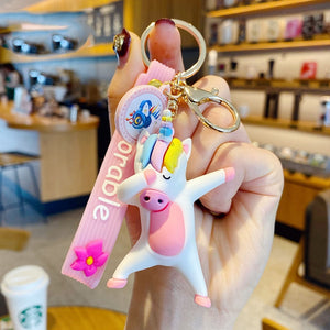 Image of dabbing magical unicorn keychain