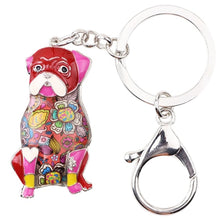Load image into Gallery viewer, Image of a sitting Pug keychain in the color red