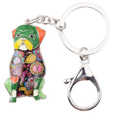 Load image into Gallery viewer, Image of a sitting Pug keychain in the color green