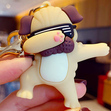 Load image into Gallery viewer, Close image of dabbing fawn Pug keychain