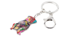 Load image into Gallery viewer, Image of a multicolor sitting Pug keyring