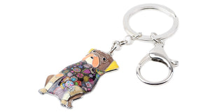 Image of a sitting Pug keyring in the color brown