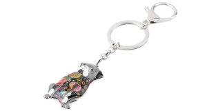 Image of a sitting Pug keyring in the color black
