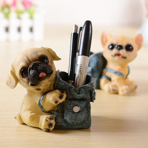 Image of a Pug pencil holder in the cutest Pug with backpack design