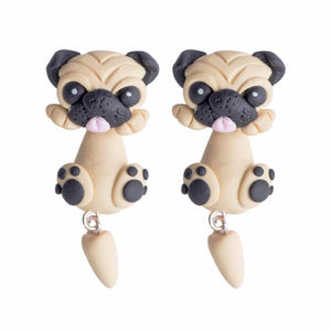 Pug Love Handmade Polymer Clay EarringsDog Themed Jewellery