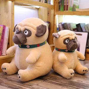 Image of two Pug stuffed animals soft toys of different sizes