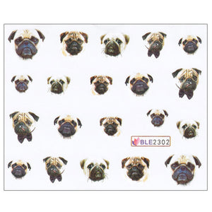 Image of super cute pug nails in different designs