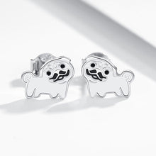 Load image into Gallery viewer, Pug Love Silver and Enamel EarringsDog Themed Jewellery