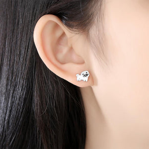 Pug Love Silver and Enamel EarringsDog Themed Jewellery