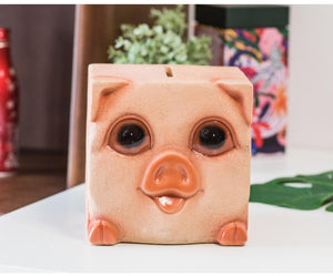 Pug Love Square Shaped Piggy Bank StatueHome Decor