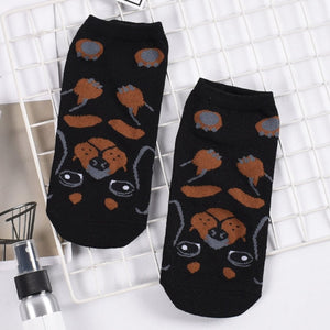 Pug Love Womens Cotton Socks-Apparel-Accessories, Dogs, Pug, Socks-Dachshund-Ankle Length-14