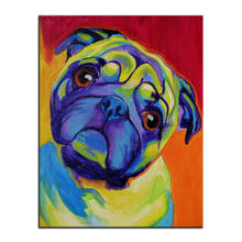 Load image into Gallery viewer, Image of Pug poster in the colorful oil painting curious Pug design