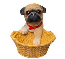 Load image into Gallery viewer, Image of a super cute Pug ornament in the most helpful Pug holding a basket design