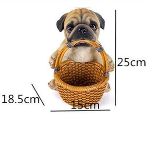 Size image of pug ornament in the most helpful Pug holding a basket design