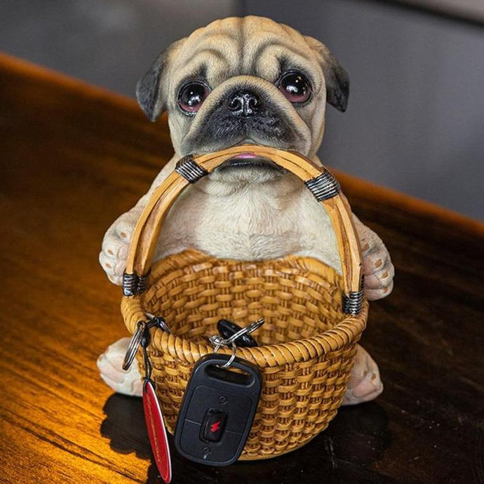 Image of pug ornament in the most helpful Pug holding a basket design