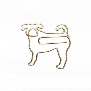 Image of pug paper clips in the color golden