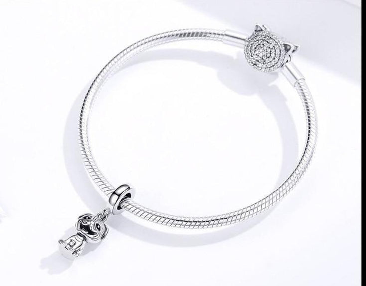 Image of Pug pendant in a super cute and always smiling silver Pug made of 925 sterling silver
