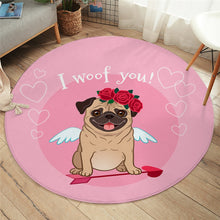 Load image into Gallery viewer, Image of pug rug in the cutest cupid Pug design