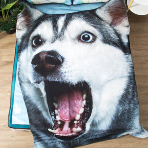 Doggo Shaped Warm Throw BlanketHome DecorHusky YawningSmall