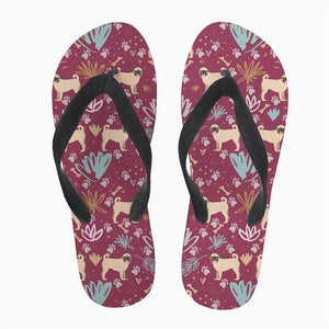 Image of Pug slippers in the color Maroon