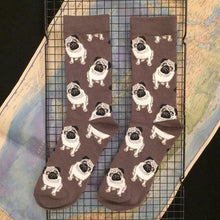 Load image into Gallery viewer, Image of pug socks in the color brown