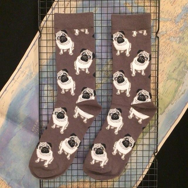Image of pug socks in the color brown