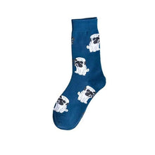 Load image into Gallery viewer, Image of pug socks in the color blue