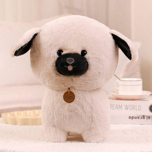 image of an adorable pug stuffed animal pug plush toy sitting on a table