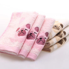 Load image into Gallery viewer, Image of pug towels in the color pink and brown