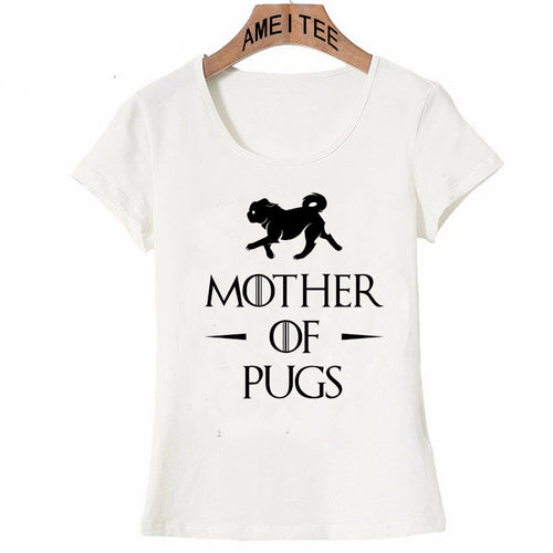 Image of pug tshirt in the super cute black and white mother of Pugs design