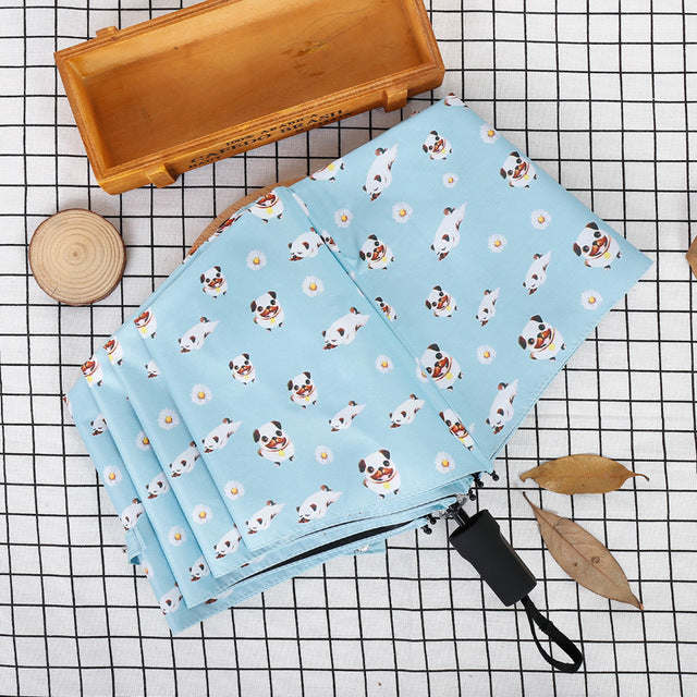 Pug Love Foldable Parasol Umbrella-Accessories-Accessories, Dogs, Pug, Umbrella-Blue-1