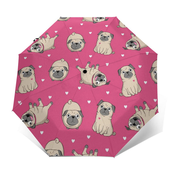 It's Raining Pugs Automatic Umbrellas-Accessories-Accessories, Dogs, Pug, Umbrella-1