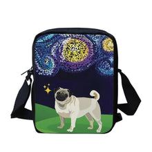 Load image into Gallery viewer, Image of a pug messenger bag with white background