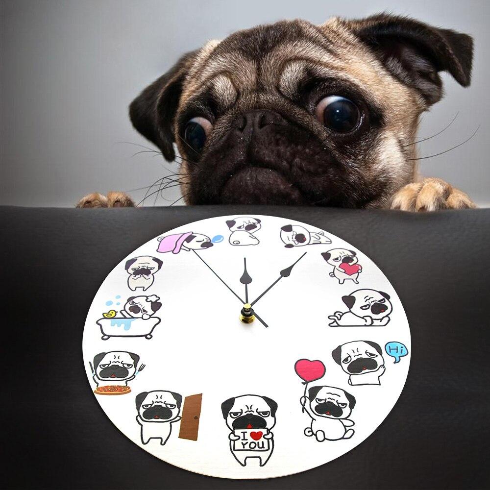Image of Pug wall clock with 12 cutest Pug designs