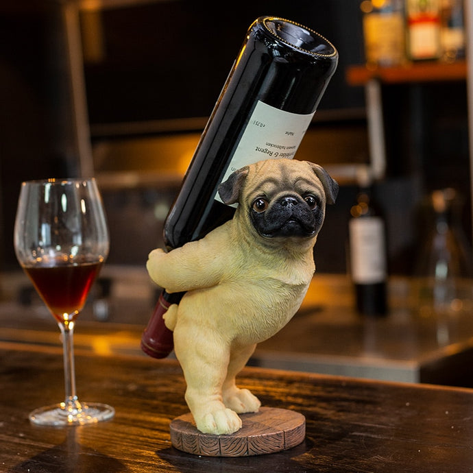 Image of a super cute Pug wine holder