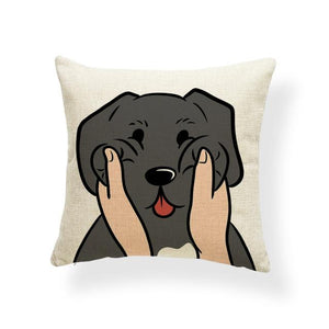 Pull My Cheeks Schnauzer Cushion CoverCushion CoverOne SizeLabrador - Black
