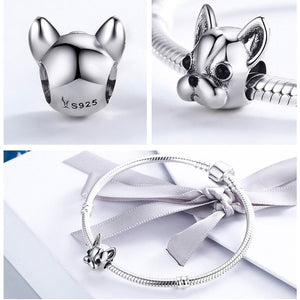 Puppy Face Boston Terrier Silver Charm Bead-Dog Themed Jewellery-Boston Terrier, Charm Beads, Dogs, Jewellery-3